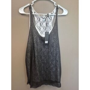 BKE Boutique Buckle XL Womens Gray Lace Racerback Layered Tank Top Boho NWT